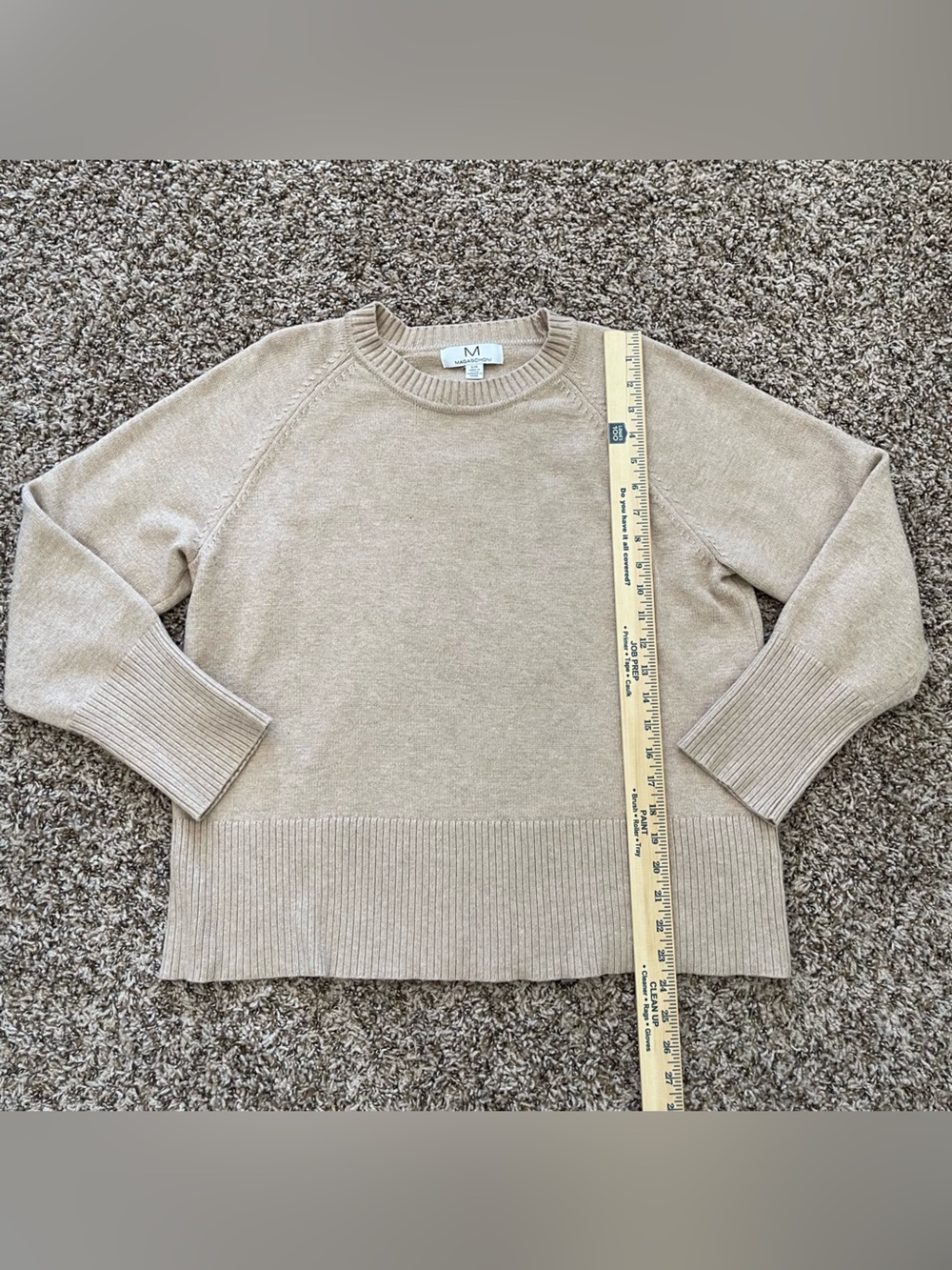 Magaschoni Classic Beige Crew Neck Sweater Women's Size L Elegant Modern - Picture 4 of 12